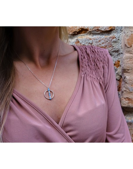 Collier argent rond et cuir