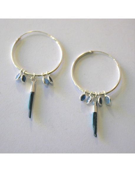 Boucles d'oreilles argent et pierres