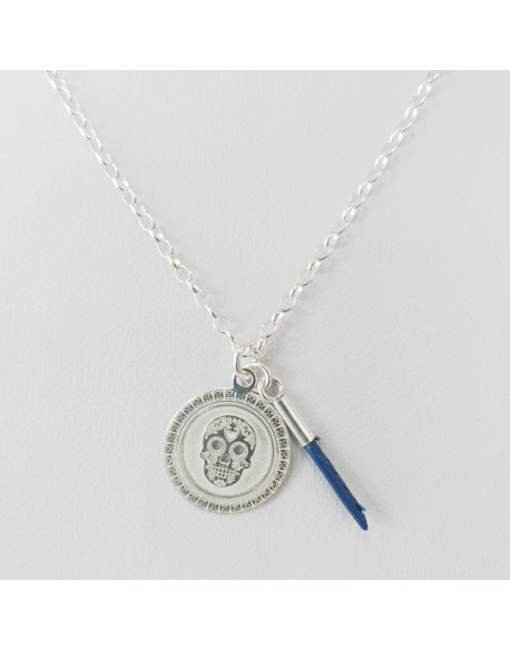Collier argent tête de mort