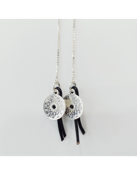 Boucles d'oreilles argent médaille astro