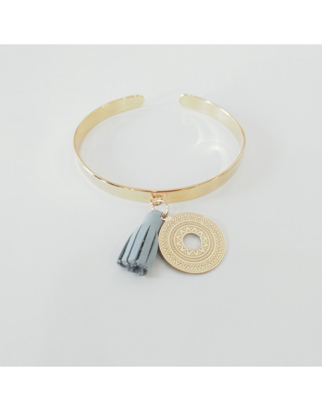 Demi jonc plaqué or avec médaille gravée