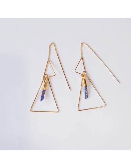BOUCLES D'OREILLES TRIANGLE ET POMPON