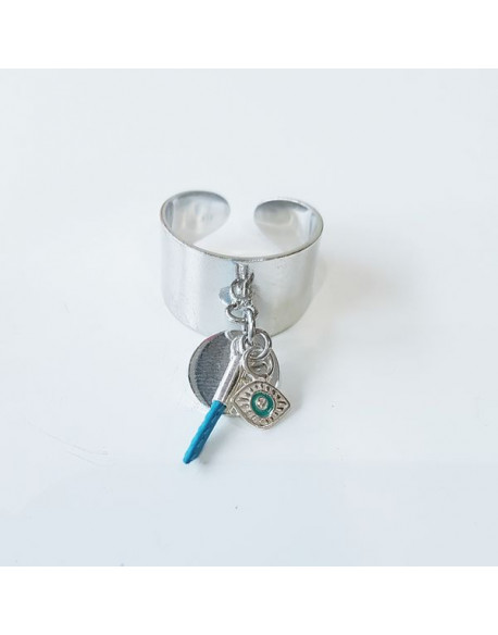 BAGUE ARGENT AVEC OEIL DE SAINTE LUCIE