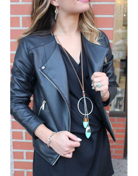 Sautoir cornes bicolore et jonc