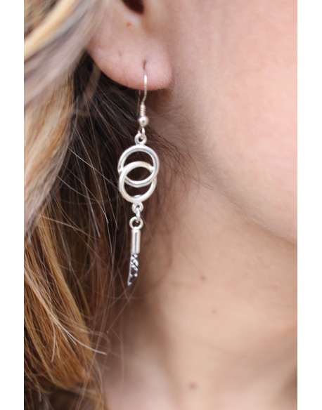 Boucle d'oreille argent avec 2 cercles