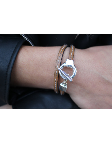 Bracelet cuir fin cousu