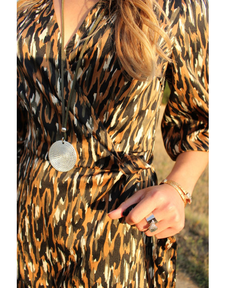 Sautoir grande médaille martelée