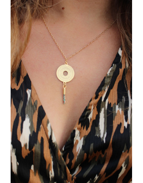 Collier plaqué or avec médaille gravée