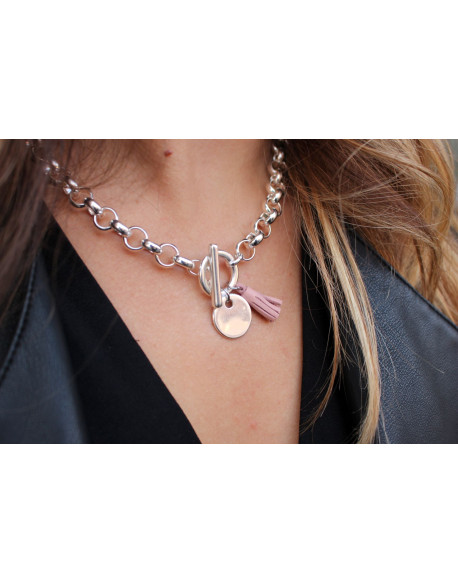 Collier maille jaseron  avec médaille