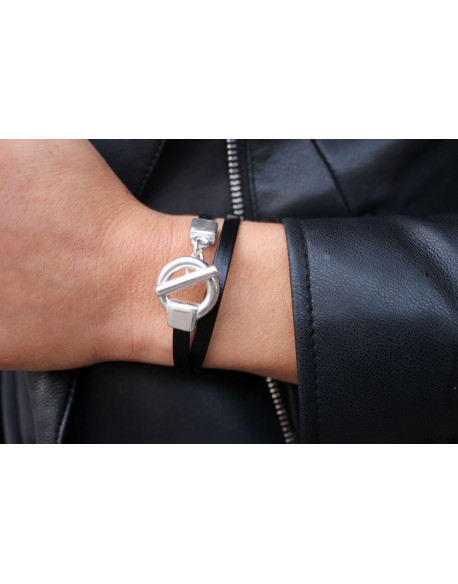 Bracelet double tour cuir