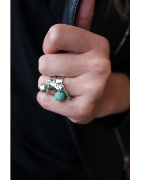 Bague argent avec perle semi précieuse