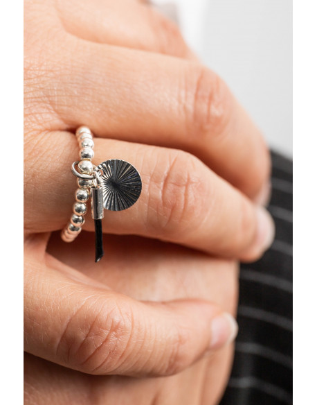 BAGUE PERLES ARGENT ET MEDAILLE