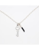 COLLIER CHAINE CLE ARGENT 925 ET BRIN DE CUIR ANGELICA