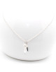 COLLIER CHAINE CLE ARGENT 925 ET BRIN DE CUIR ANGELICA