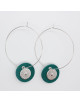 BOUCLES D'OREILLES CREOLE ARGENT AVEC MEDAILLE ET PASTILLE CUIR  ANNA