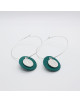 BOUCLES D'OREILLES CREOLE ARGENT AVEC MEDAILLE ET PASTILLE CUIR  ANNA