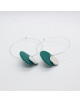 BOUCLES D'OREILLES CREOLE ARGENT AVEC MEDAILLE ET PASTILLE CUIR  ANNA