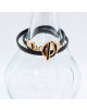 BRACELET EN CUIR NOIR FERMOIR ROND TIGE DORE ANNUNZIATA