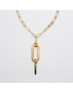 COLLIER DORE AVEC OVALE ANTONIA