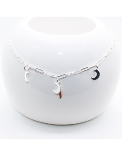 COLLIER PLAQUE ARGENT ET LUNE DONATA