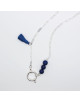 COLLIER ARGENT FERMOIR BOUEE PERLES BLEUES AGATA