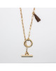 COLLIER DORE FERMOIR ROND ET TIGE CRISTINA