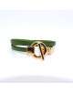 BRACELET DOUBLE TOUR EN CUIR VERT FERMOIR ROND ET TIGE ELVIRA