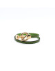 BRACELET DOUBLE TOUR EN CUIR VERT FERMOIR ROND ET TIGE ELVIRA