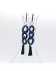 BOUCLES D'OREILLES ARGENTEES  MAILLE GOURMETTE BLEUE MILENA