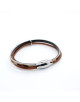 BRACELET CUIR 3 LIENS CAMEL ET LEOPARD ROMANA