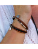 BRACELET CUIR 3 LIENS CAMEL ET LEOPARD ROMANA