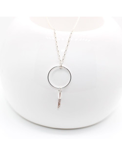 COLLIER ARGENT CERCLE ROSA
