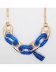 COLLIER OVALE BLEU ET GRAIN DE CAFE DORE ROSSANA