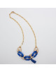 COLLIER OVALE BLEU ET GRAIN DE CAFE DORE ROSSANA