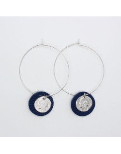 BOUCLES CREOLES ARGENT AVEC MEDAILLES SERAFINA