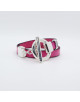 BRACELET DOUBLE TOUR EN CUIR ROSE MAURA