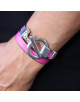 BRACELET DOUBLE TOUR EN CUIR ROSE MAURA