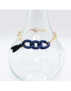 BRACELET DORE MAILLE GOURMETTE BLEUE GIULIA