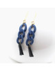 BOUCLES D'OREILLES DOREES MAILLE GOURMETTE BLEUE ILONA