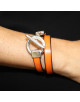 BRACELET DOUBLE TOUR EN CUIR ROSE MAURA