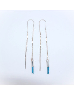 BOUCLES D'OREILLES ARGENT ET CUIR BLEU ROMANE