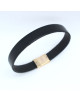 BRACELET EN CUIR NOIR ET FERMOIR DORE GAUTIER