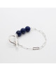 BRACELET ARGENTE PERLES BLEUES FERMOIR ROND TIGE MADRID