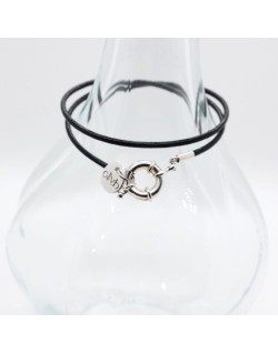 BRACELET ENFANT CUIR NOIR ET FERMOIR MARIN TOKYO