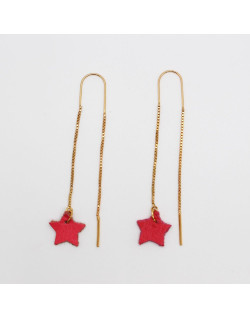 BOUCLES DOREES ETOILE EN CUIR ROSE OSLO