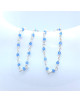 BOUCLES ARGENT PERLEES BLEUES AZUL
