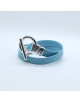 BRACELET FERMOIR T CUIR BLEU CIEL SARAH