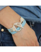 BRACELET FERMOIR T CUIR BLEU CIEL SARAH