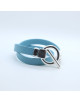 BRACELET FERMOIR T CUIR BLEU CIEL SARAH