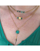 COLLIER DORE PIERRES TURQUOISES TESS